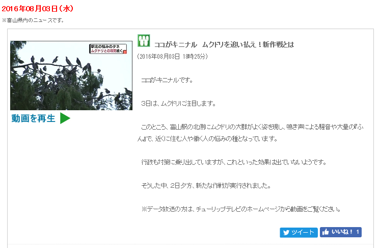 富山県チューリップテレビで紹介されました 鳥獣害対策 バードプロテクター 株式会社エイカー